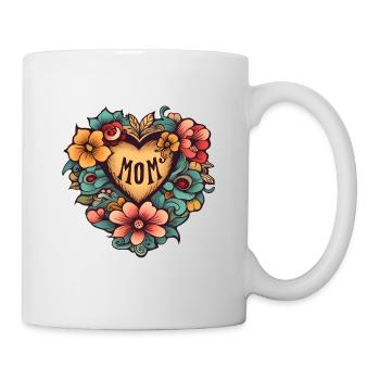 Muttertags Herz mit Blumen - Tasse - Weiß - Rechts