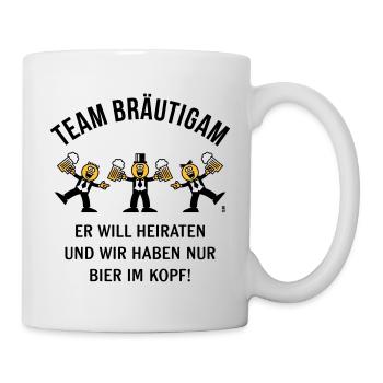Team Bräutigam (Karikatur / Bier Im Kopf / 3C / B) - Tasse - Weiß - Rechts