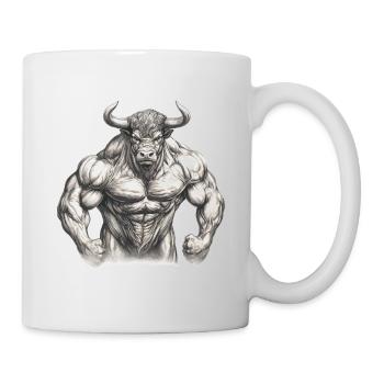 Taureau Muscles Musculation Force Forte Animal - Mug blanc - blanc - Droite