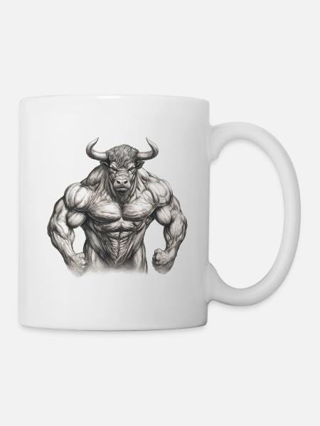 Taureau Muscles Musculation Force Forte Animal - Mug blanc - blanc
