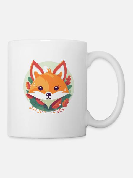 süßer fuchs mit Blättern - Tasse - Weiß