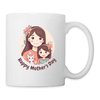 Bonne fille et chat de la fête des mères - Mug blanc - blanc - Droite