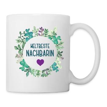 Weltbeste Nachbarin Danke Nachbarsfrau Nachbar - Tasse - Weiß - Rechts