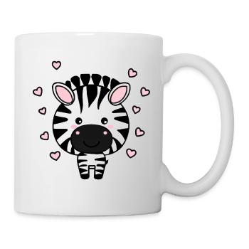 Süßes Zebra mit Herzchen - Tasse - Weiß - Rechts