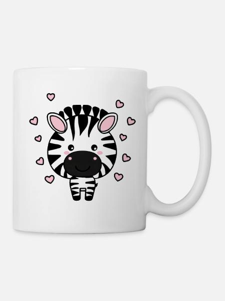 Süßes Zebra mit Herzchen - Tasse - Weiß