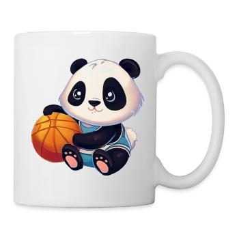 Panda mignon assis et tenant un ballon de basket - Mug blanc - blanc - Droite