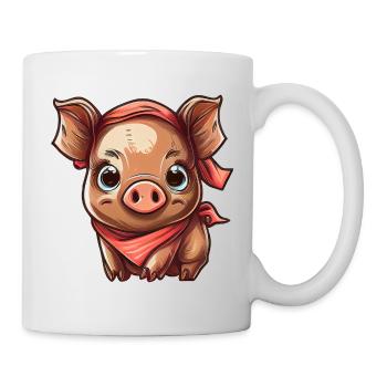 Pig with bandana - Mug - white - Right
