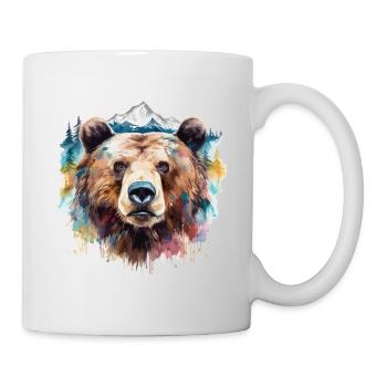 Ours, Grizzly, Tête d’ours, Nature, Nature, Nature, Forêt, Montagnes - Mug blanc - blanc - Droite