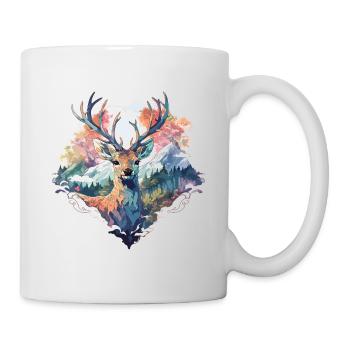 Cerf Cerf Bois animal Nature Forêt Montagnes sauvages - Mug blanc - blanc - Droite