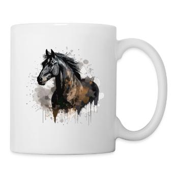Horse Black Horse Lover Splash Watercolor - Mug - white - Right