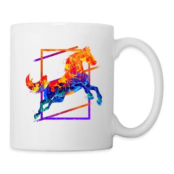 Horse Riding Rider Jumping Gallop Colorful Vintage - Mug - white - Right