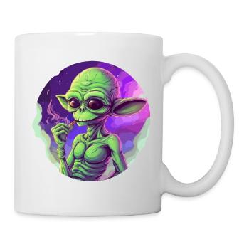 Cool alien with joint - Mug - white - Right