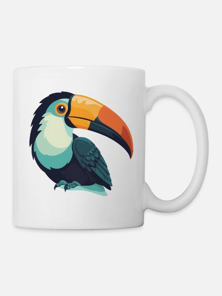 farbenfroher Tukan - Tasse - Weiß