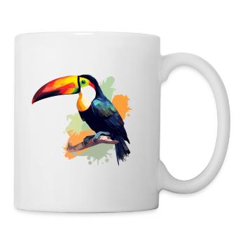 Toucan vert orange éclaboussure de couleur - Mug blanc - blanc - Droite