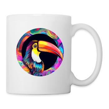 Toucan sur fond coloré - Mug blanc - blanc - Droite