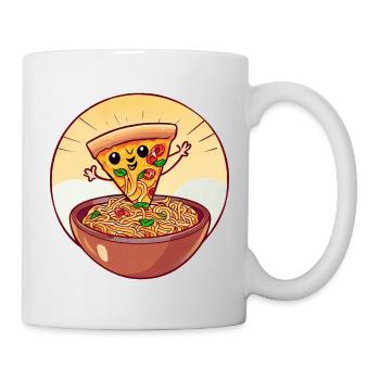 Sweet pizza slice dancing in Asian noodles - Mug - white - Right