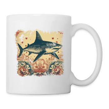 Requin rétro cool avec des motifs des années 50 - Mug blanc - blanc - Droite