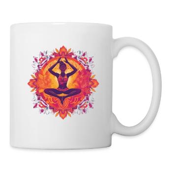 Motif de Buddha Yoga violet / Rose / Jaune avec ornements - Mug blanc - blanc - Droite