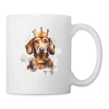 Teckel avec couronne - Mug blanc - blanc - Droite