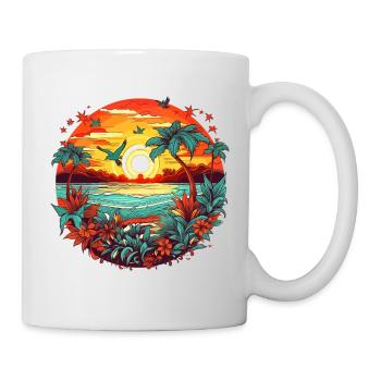 Sommer Strand Sonnenuntergang - Tasse - Weiß - Rechts