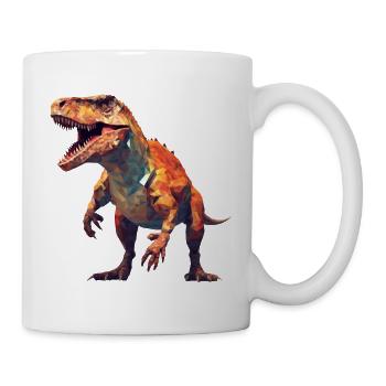 Dino Dinosaurier T-Rex im Polygon Stil - Tasse - Weiß - Rechts
