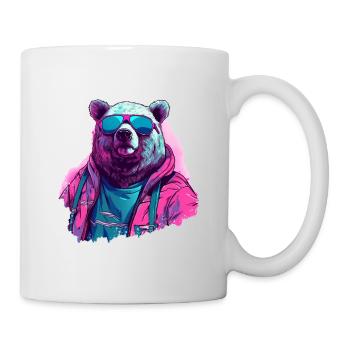 Pink bear with sunglasses - Mug - white - Right