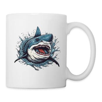 Cool retro shark just jumping out of the water - Mug - white - Right