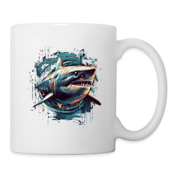 Cool retro futuristic shark as a work of art - Mug - white - Right