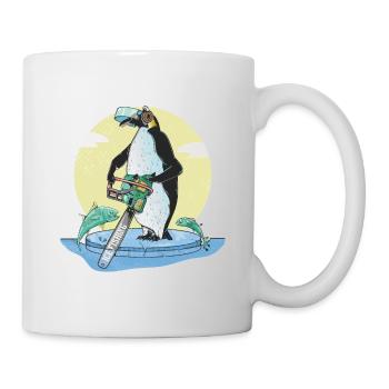 Pinguin-Eisfischen - Tasse - Weiß - Rechts