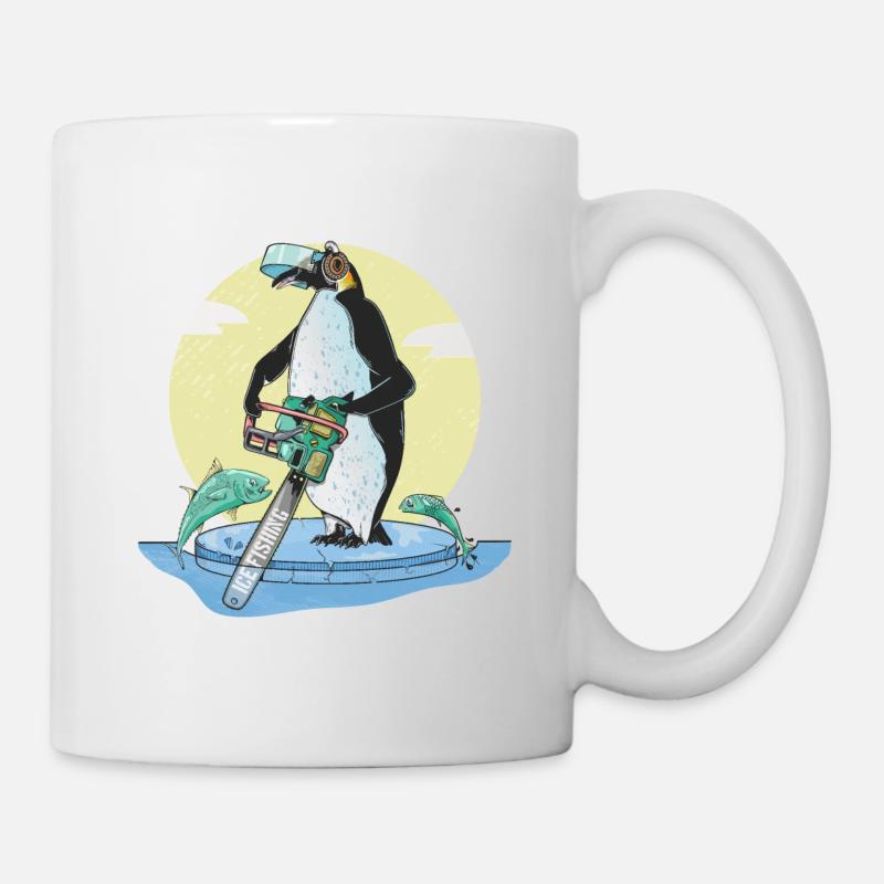 Pinguin-Eisfischen - Tasse - Weiß