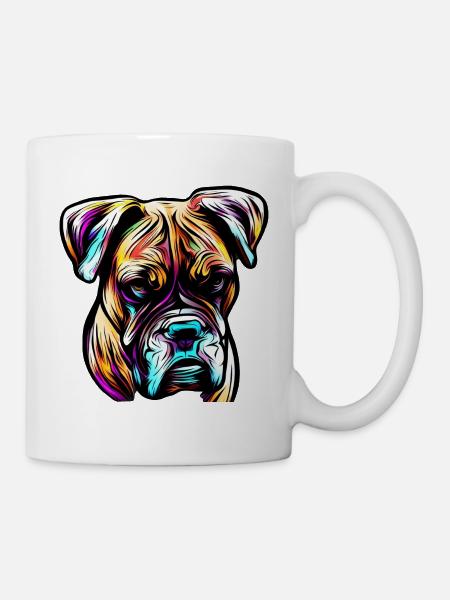 Boxer Dog Kunst - Tasse - Weiß