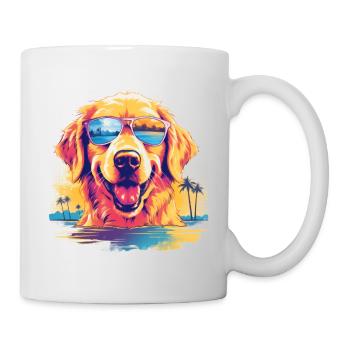 Funny Golden Retriever Dog With Sunglasses - Mug - white - Right