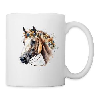 Cheval blanc aux fleurs délicates - look bohème - Mug blanc - blanc - Droite