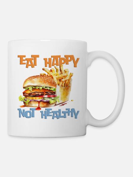 Eat happily, not healthy - Mug - white