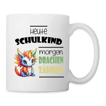 Einschulung Schulkind Drache - Tasse - Weiß - Rechts