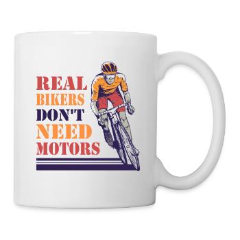 Les vrais cyclistes n’ont pas besoin de moteurs - Mug blanc - blanc - Droite
