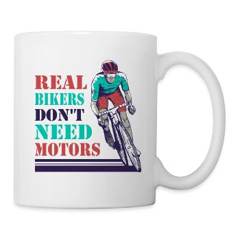 Les vrais cyclistes n’ont pas besoin de moteurs - Mug blanc - blanc - Droite