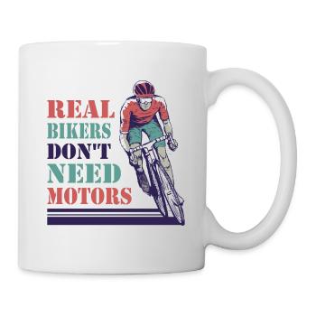 Les vrais cyclistes n’ont pas besoin de moteurs - Mug blanc - blanc - Droite
