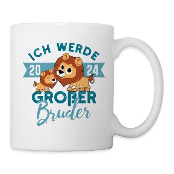 Löwe Einzelkind Schwangerschaft Großer Bruder 2024 - Tasse - Weiß - Rechts