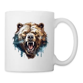 Bear Grizzly Bear Roars Bear Head Nature Wilderness Forest - Mug - white - Right