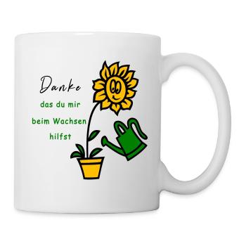 Sonnenblume, Garten, Danke - Tasse - Weiß - Rechts