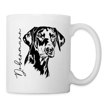 Dobermann Hundeportrait Hunde Hundesport Wilsigns - Tasse - Weiß - Rechts