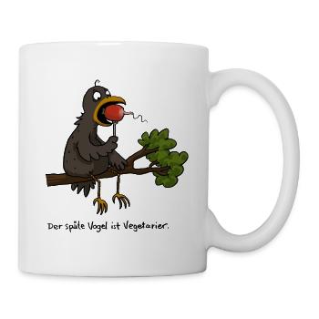 Der späte Vogel ist Vegetarier - Tasse - Weiß - Rechts
