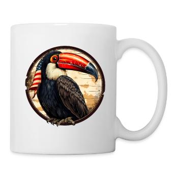 Tukan mit Amerika Flagge - Tasse - Weiß - Rechts