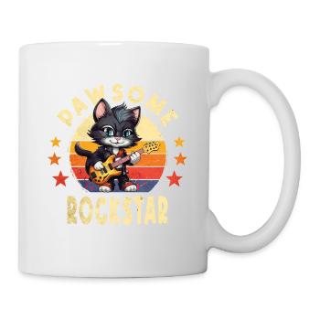 Cat Animal Electric Guitar Guitarist Pawsome Rock Star - Mug - white - Right