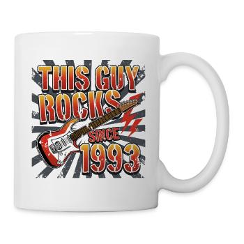 This guy has been rocking since 1993 vintage birthday - Mug - white - Right