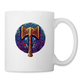 Goldene Wikinger-Axt im modernen Design mit Runen - Tasse - Weiß - Rechts