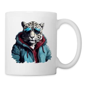 Streetstyle Schneeleopard | Leoparden-Liebhaber - Tasse - Weiß - Rechts