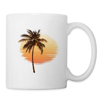 Tropical palm tree with summer sunset - Mug - white - Right