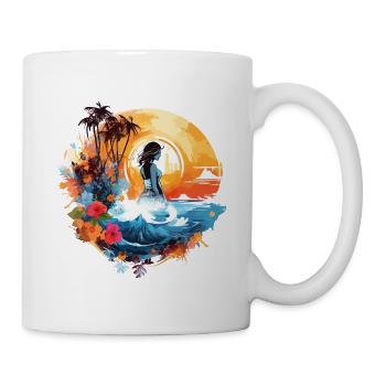 été soleil palmiers plage mer femme vacances voyage - Mug blanc - blanc - Droite
